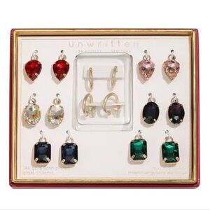 14k Gold Plated Unwritten Red and Pink Crystal Earrings Set